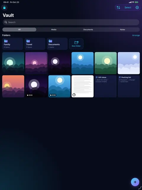 Vaultron's library on iPad