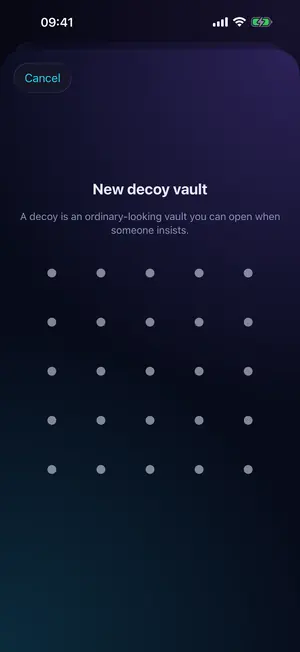 Creating a new decoy vault in Vaultron